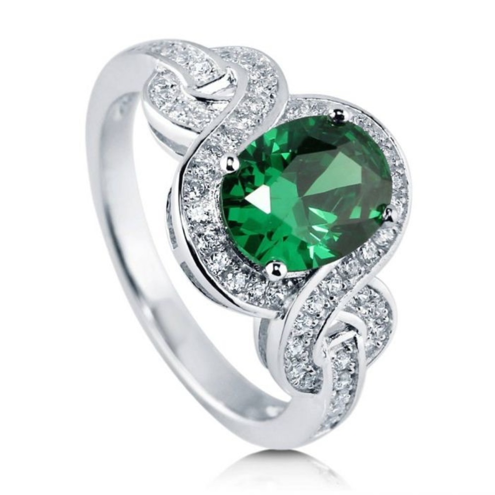 Sterling Silver Simulated Emerald CZ Ring 2.12ctw